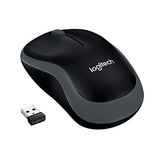 Logitech M185 Wireless Mouse USB for PC Windows, Mac and Linux, Grey And Black with Ambidextrous Design
