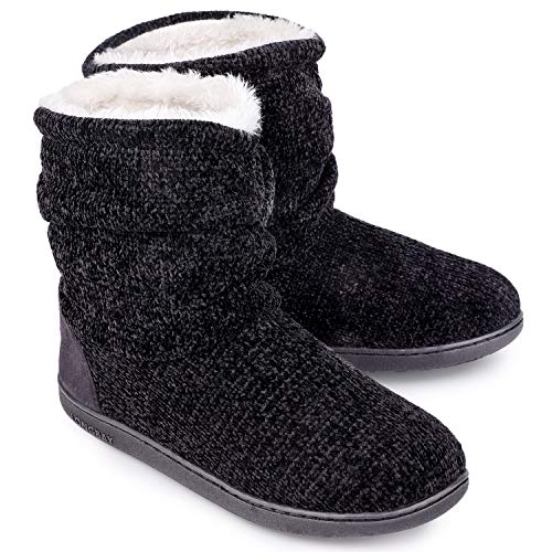 LongBay Ladies' Chenille Knit Bootie Slippers